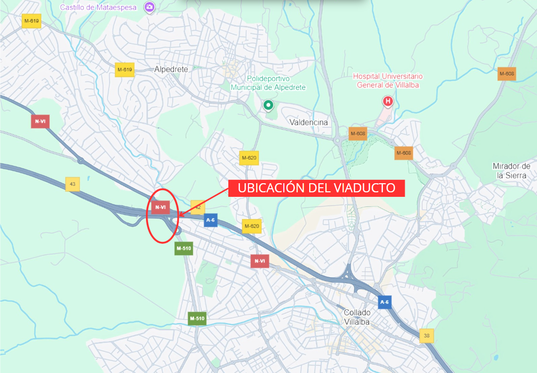 La Dirección General de Carreteras confía a Viales la rehabilitación de un viaducto sobre la autopista AP-6 en la provincia de Madrid